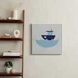 "Vehicles Boat" - Art Print in blue by Lori Wemple - In a Room