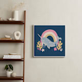 "Narwhal Magic" - Art Print in Deep Sea Blue by Sabrina Excene - In a Room