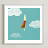 "swimmer" - Art Print in turquoise by Maria Gromek - Framed