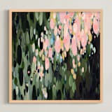 "Laurel Rain" - Art Print in Emerald Green & Pink by Melissa Stone Mangham - Framed