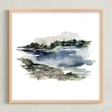 "Mountain View" - Art Print in Navy and Dusty Blue with Forest and Sage Green by Kate Nelson - Framed