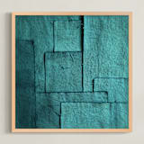 "Gathered Remnants I" - Art Print in Cyan Sky by Debra Pruskowski - Framed