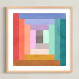 "Modern Quilt Geometric" - Art Print in Brights by Field and Sky - Framed