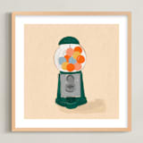 "Vintage Gumball Machine - Things We Kept" - Art Print in Emerald Green by Erum Khalili Art - Framed