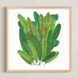 "Green Leaf Bouquet" - Art Print in Vibrant Green by Madeline Trait - Framed