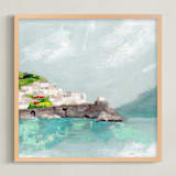 "Amalfi Dreams II" - Art Print in Aqua by Holly Whitcomb - Framed