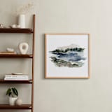 "Mountain View" - Art Print in Navy and Dusty Blue with Forest and Sage Green by Kate Nelson - In a Room