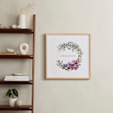 "Botanical Name Wreath" - Personalized Art Print in Magenta by Lori Wemple - In a Room