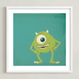 "Mike from Disney and Pixar's Monster's Inc" - Art Print in Green by Kiersten Garner - Framed