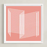 "pink and lines" - Art Print in coral pink by Marco Berrios - Framed