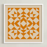 "Quilt" - Art Print in Tangerine by Beth Vassalo - Framed