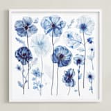 "Blue Arrangement" - Art Print in Blue by Elena Kulikova - Framed