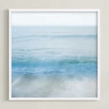 "Standing by the ocean, dreaming" - Art Print in Ocean Blue by Jacquelyn Sloane Siklos - Framed