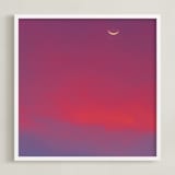 "Crescent Moon and Purple Skies" - Art Print in Elegant Purple by James Derit - Framed
