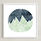 "Nighttime Sky" - Art Print in spearmint by Shirley Lin Schneider - Framed