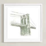 "Brooklyn Bridge" - Art Print in Moss by Paul Berthelot - Framed