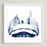 "Chicago Bean" - Art Print in Navy by Paul Berthelot - Framed