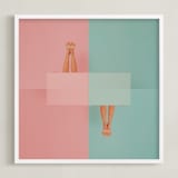 "diving into tables" - Art Print in Pink Blue by Jacob Loafman - Framed
