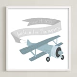 "Vintage Airplane" - Personalized Art Print in Mist by Jessie Steury - Framed