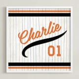 "Vintage Jersey - Orange/Black" - Personalized Art Print in Orange/Black by Jessie Steury - Framed