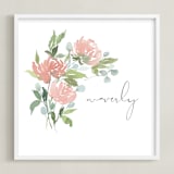 "Watercolor Blooms" - Personalized Art Print in Charcoal by Stacey Meacham - Framed