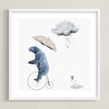 "That's one fast bike, said the Cloud" - Art Print in Polar Bear Blue by Maja Cunningham - Framed