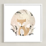 "Woodland - Fox" - Art Print in Pale Orange by Oma N. Ramkhelawan - Framed