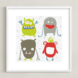 "Monster Mash" - Art Print in Mars Red by Sharon Rowan - Framed
