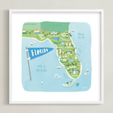 "Sunny Florida" - Art Print in Sky blue by Jennifer Wick - Framed