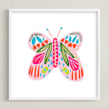 "A Butterfly" - Art Print in Cotton Candy PInk by Lauren Semmer - Framed