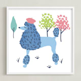 "Parisian Poodle" - Art Print in Parisian Blue by Ali Macdonald - Framed
