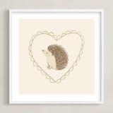 "Woodland Animal Frame - Hedgehog" - Art Print in Cream by Creo Study - Framed