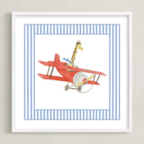 "Safari Planes 1" - Art Print in Blue by Krisztian Hollo - Framed