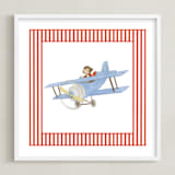 "Safari Planes 2" - Art Print in Red by Krisztian Hollo - Framed