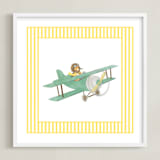 "Safari Planes 3" - Art Print in Yellow by Krisztian Hollo - Framed