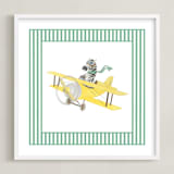 "Safari Planes 4" - Art Print in Green by Krisztian Hollo - Framed