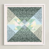 "Scribble Triangle" - Art Print in Green Pastel by Kathleen Ney - Framed