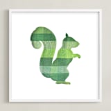 "Green Party Squirrel" - Art Print in Silhouette Green by Jeff Preuss - Framed