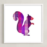 "Pink Party Squirrel" - Art Print in Silhouette Pink by Jeff Preuss - Framed