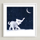 "Moon Balloon" - Art Print in Midnight Blue by Maja Cunningham - Framed