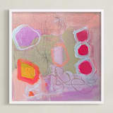 "Sherbet Flowers II" - Art Print in Pink Lemonade by Nicole Simms - Framed