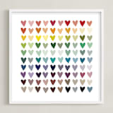 "Paper Hearts" - Art Print in Rainbow by InkDot - Framed