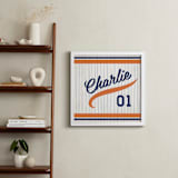 "Vintage Jersey - Orange/Navy" - Personalized Art Print in Orange/Navy by Jessie Steury - In a Room