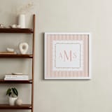 "Meadow Stripes Monogram" - Personalized Art Print in Blush by Ana Sharpe - In a Room