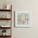 "Bunnies in the Garden" - Art Print in Seafoam Blue by Anne Lehman Stolpe - In a Room