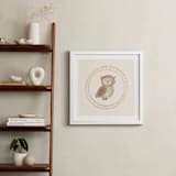 "Woodland Animal Frame - Owl" - Art Print in Cream by Creo Study - In a Room
