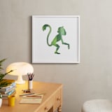 "Green Party Monkey" - Art Print in Silhouette Green by Jeff Preuss - In a Room