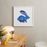 "Blue Party Bunny" - Art Print in Silhouette Blue by Jeff Preuss - In a Room