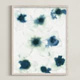 "Diaphanous Petals in Blue" - Art Print in Warm Navy by Kara Kosaka - Framed