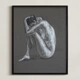 "Round" - Art Print in Charcoal Gray by Anne Morrison - Framed